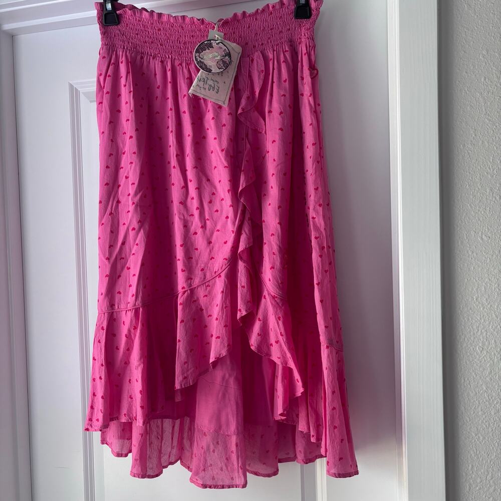 Odd Molly “Leave a little sparkle wherever you go” Pink Midi Skirt Boho Sz Med